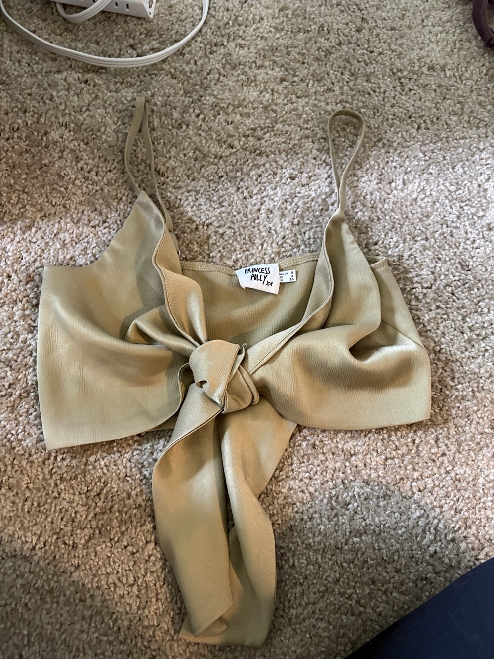 Princess Polly Sage Tie-Front Camisole
